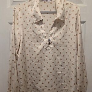 Suzy Shier Cream Polka Dot Blouse